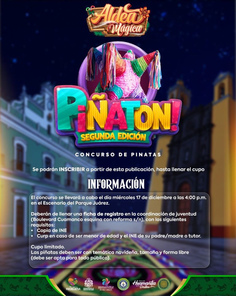 1. Concurso de piñatas en Tlaxcala, con inscripción desde la publicación, en Parque Juárez el 17 de diciembre a las 4 p.m., con temática navideña y requisitos para participantes.