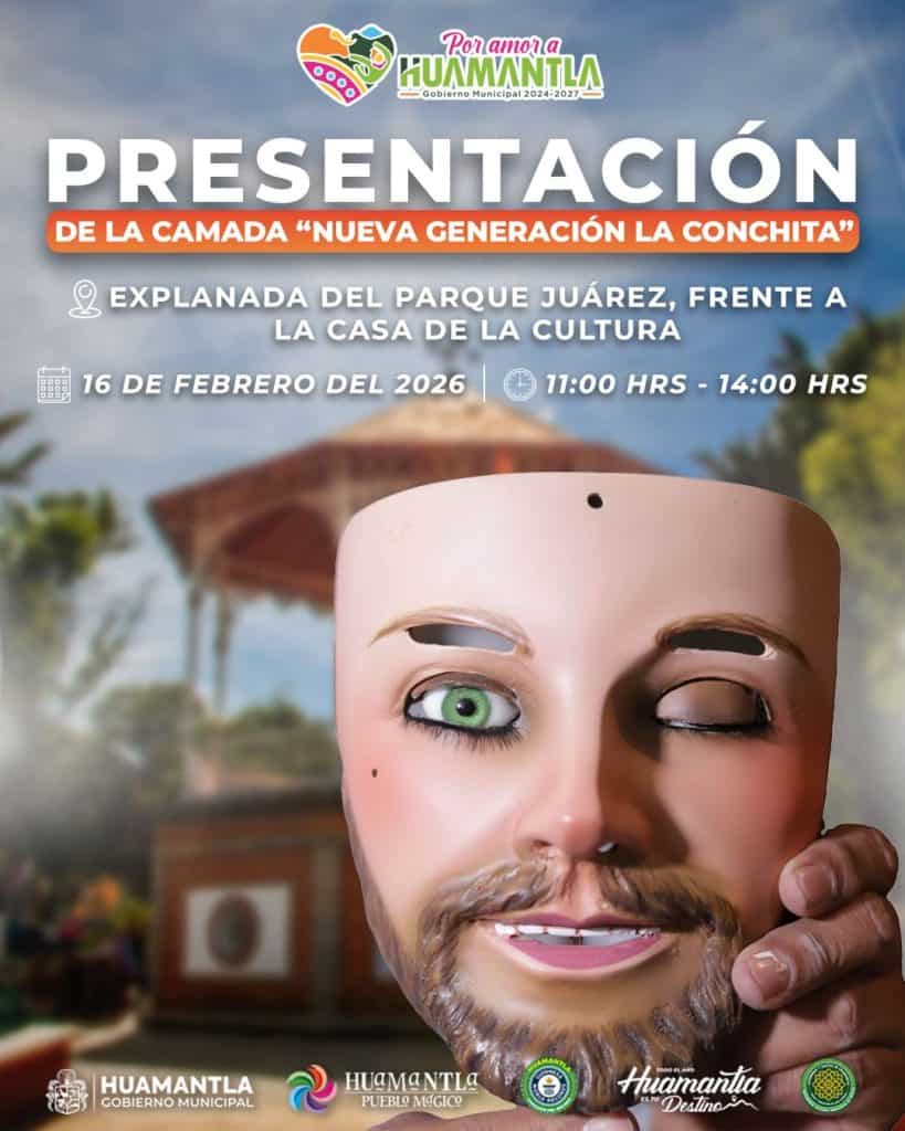 Árbol de la vida, con un fondo de parque y estructura de palapa, promocionando la presentación de la camada "Nueva Generación La Conchita" en Tlaxcala, México, el 16 de febrero de 2026.