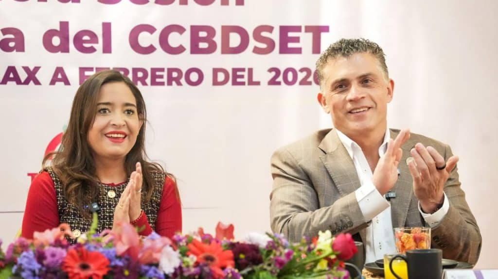 Asistente de noticias en Tlaxcala participando en evento del CCBDSET en febrero de 2023.