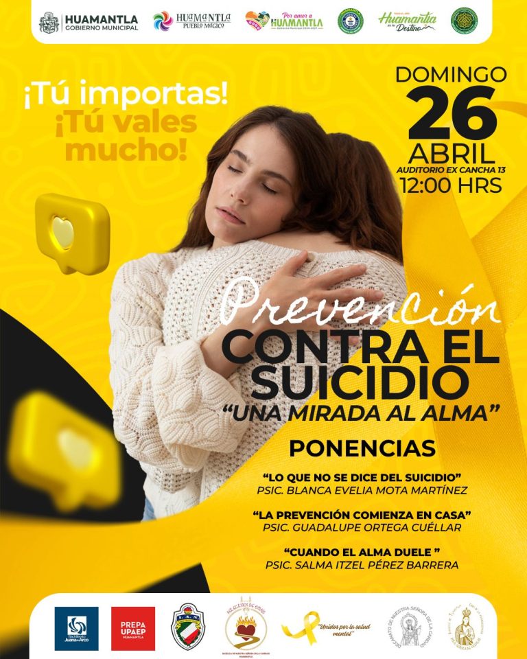 Mujer abrazando sus rodillas en señal de reflexión, promoviendo la prevención contra el suicidio en evento del 26 de abril en Tlaxcala.