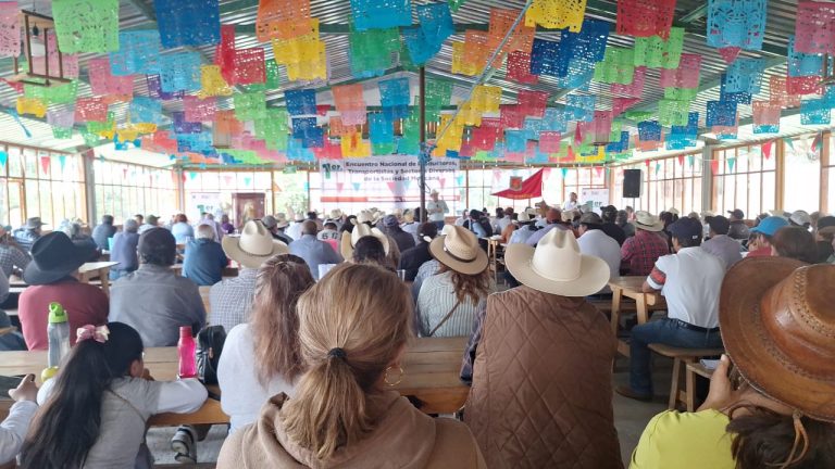 Cortometraje en un evento cultural con decoraciones coloridas y muchas personas asistiendo, incluyendo adultos y niños, en un espacio cubierto con ambiente festivo y comunitario.