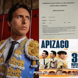 Matador de toros en traje de luces en una corrida en Tlaxcala, con fondo de cartel y público.