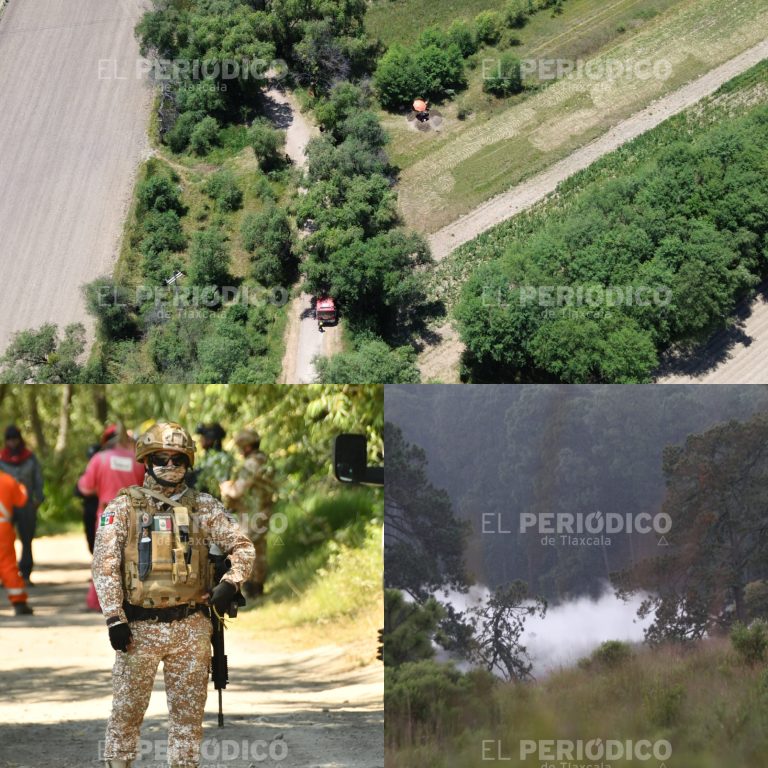 Vista aérea de un área rural con caminos, árboles y vegetación, con presencia de un vehículo y personas en la zona, en un entorno natural y agrícola en Tlaxcala, México.