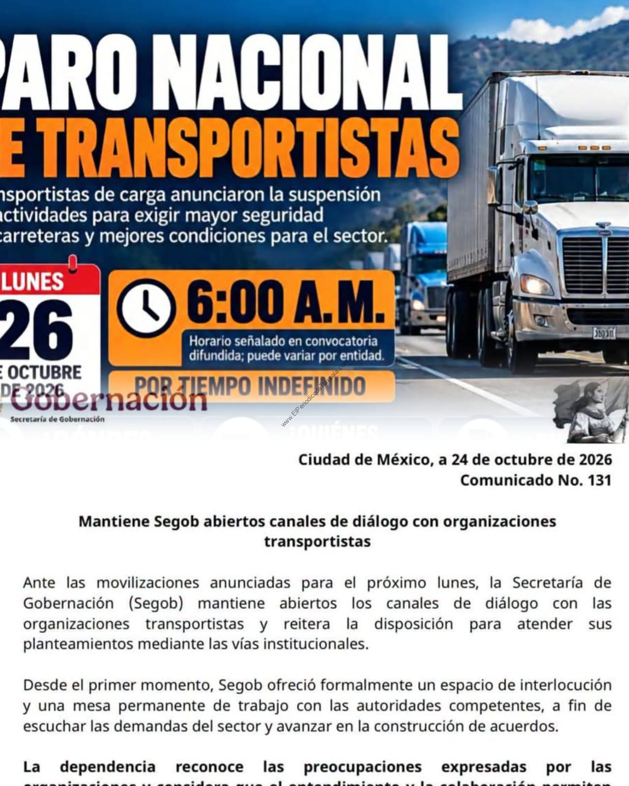 Canacar se sumará al paro nacional de transportistas; prevén movilizaciones en Tlaxcala