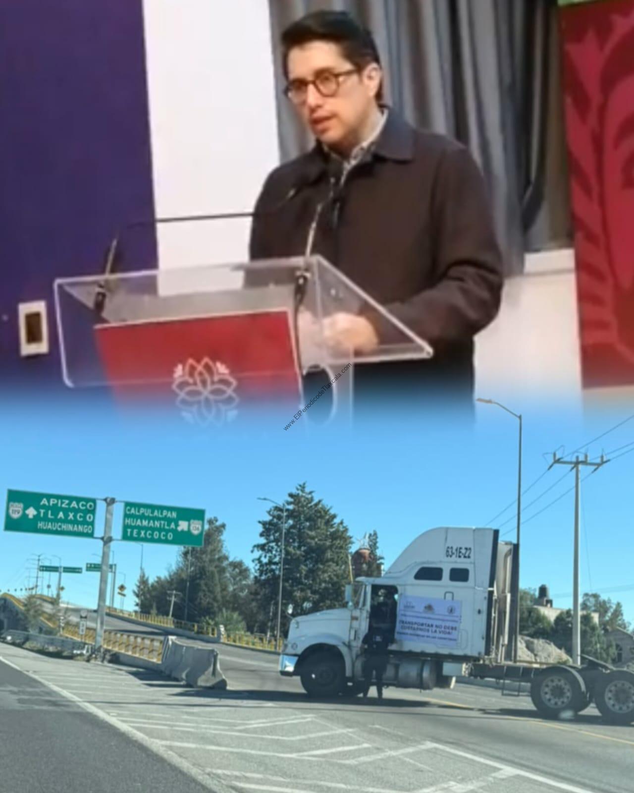 Gobierno de Tlaxcala reporta cuatro puntos de concentración de transportistas y llama a privilegiar el diálogo